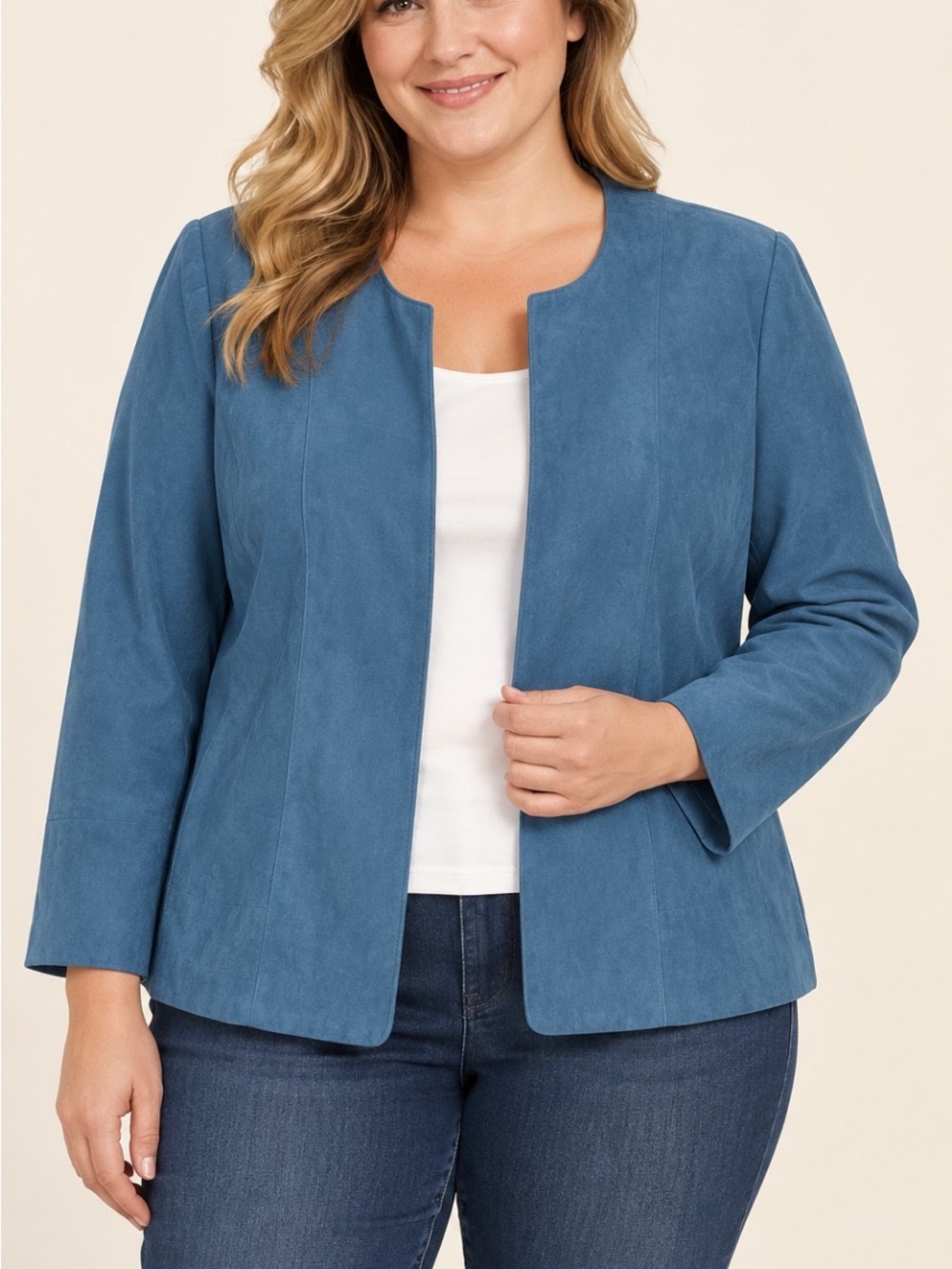Dress Barn Teal Open-Front Collarless Blazer